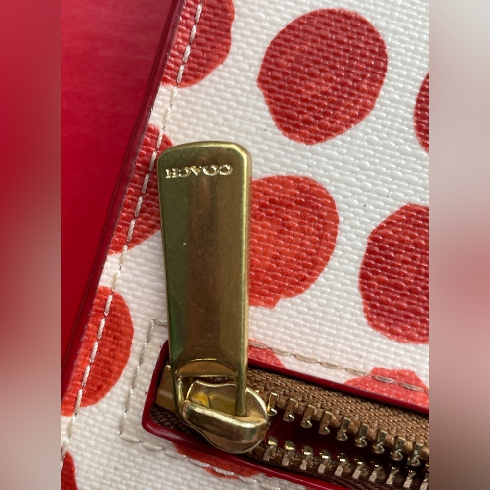 Coach Wallet,Coach Cream and Red Polka Dot Wristlet - Picture 9 of 12